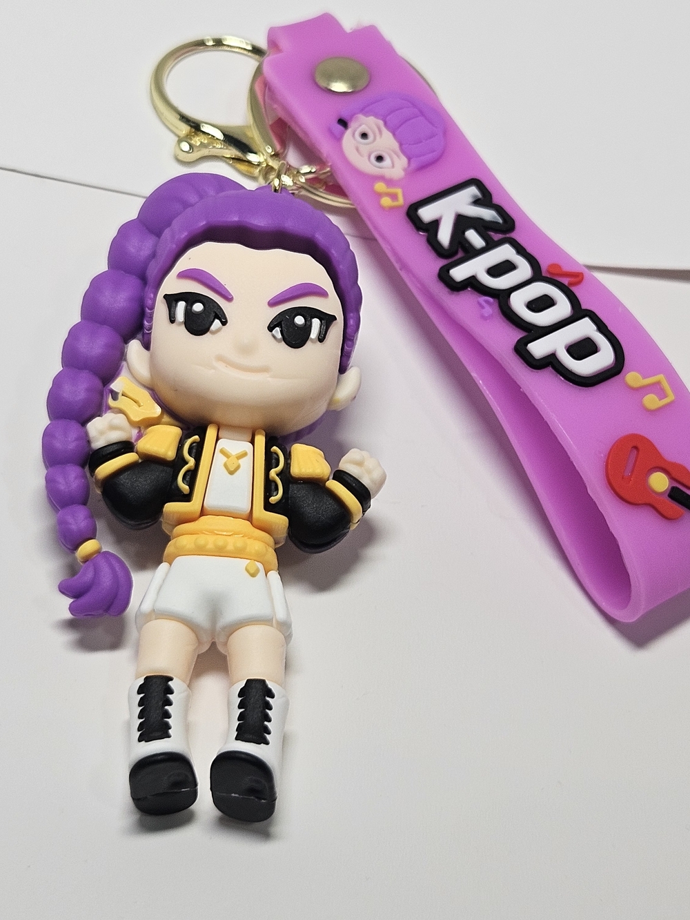 K-Pop Demon Hunters Huntrix Rumi Keychain 3D Rubber Bag Charm - Purple